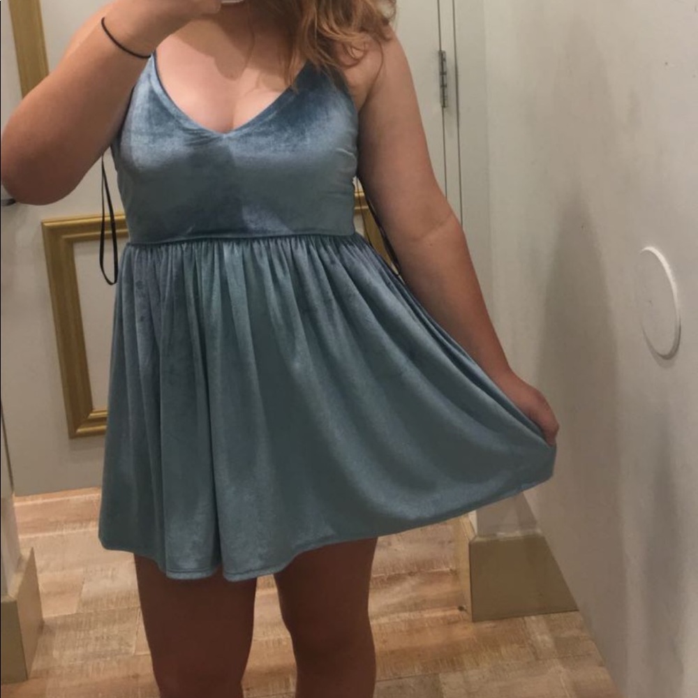 blue velvet dress